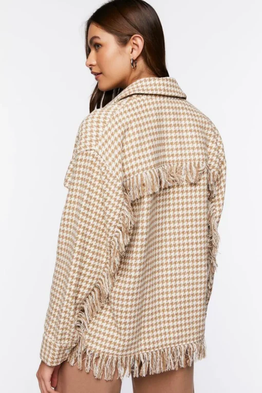 Houndstooth Tassel-Trim Jacket