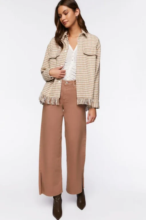 Houndstooth Tassel-Trim Jacket