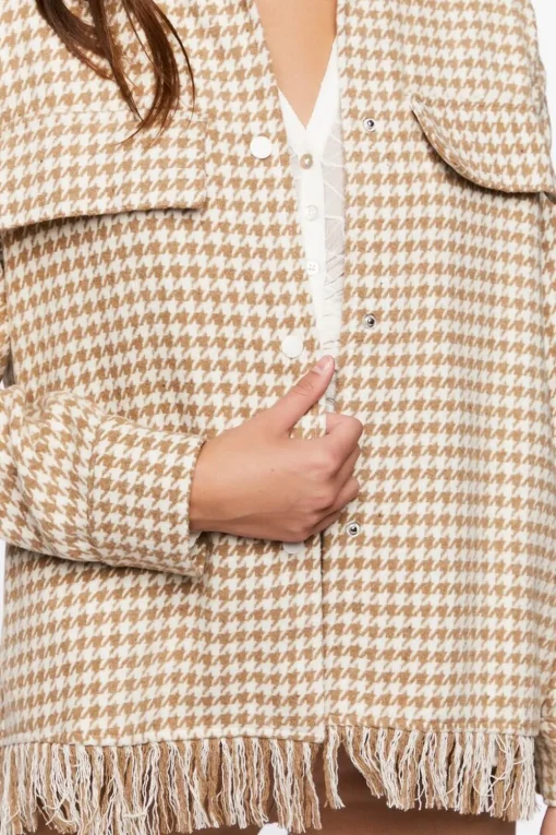 Houndstooth Tassel-Trim Jacket