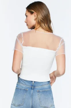 Illusion Sweater-Knit Crop Top