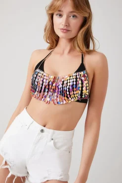 Iridescent Disc Halter Bralette