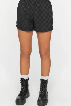 Jacquard Checkered Mid-Rise Shorts