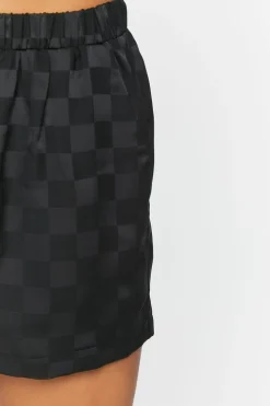 Jacquard Checkered Mid-Rise Shorts
