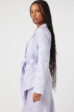 Jacquard Satin Belted Blazer