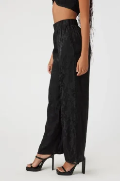 Jacquard Satin Wide-Leg Pants