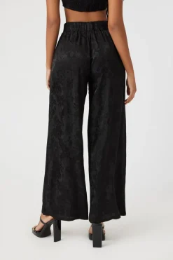 Jacquard Satin Wide-Leg Pants