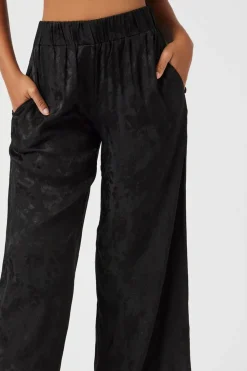 Jacquard Satin Wide-Leg Pants