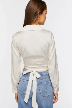 Jacquard Wrap Crop Top
