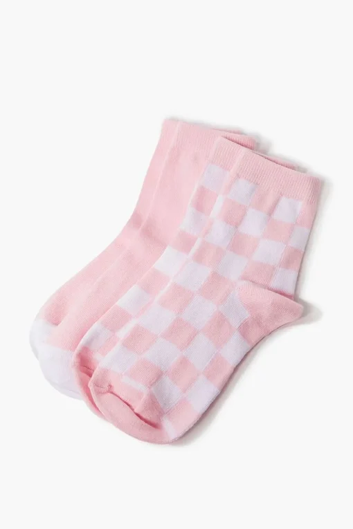 Kids Checkered Crew Sock Set - 2 Pack (Girls + Boys)