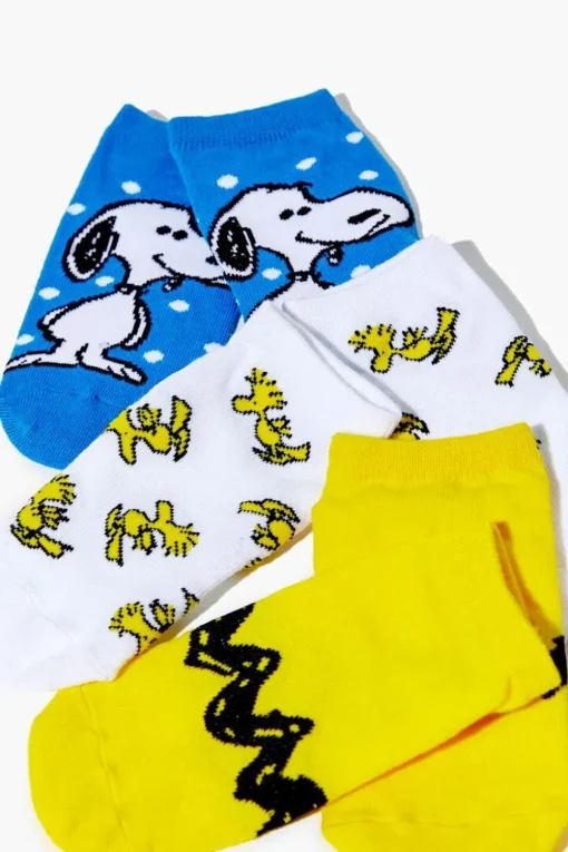Kids Peanuts Gang Ankle Sock Set - 3 Pack (Girls + Boys)