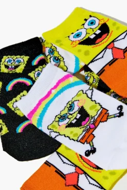 Kids Spongebob Squarepants Ankle Sock Set - 3 Pack (Girls + Boys)
