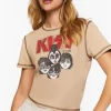 Kiss X Emoji Rhinestone Graphic Baby Tee