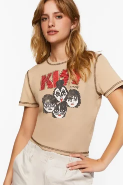 Kiss X Emoji Rhinestone Graphic Baby Tee