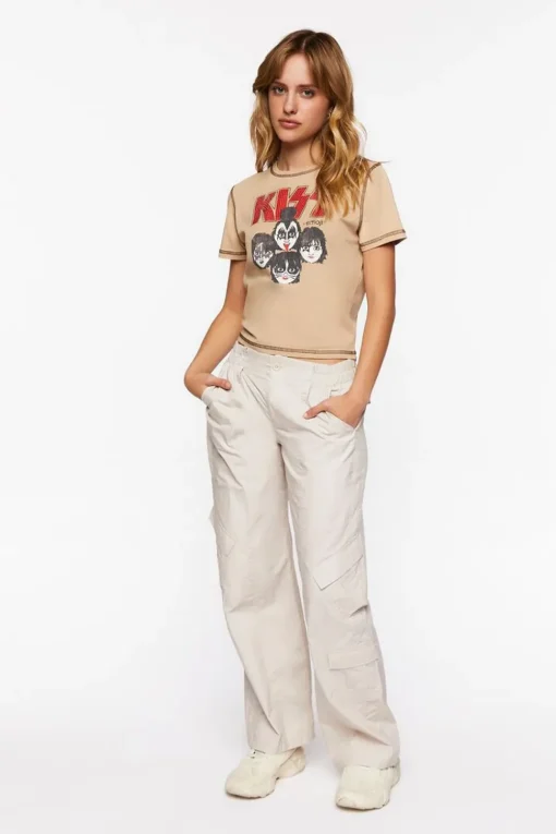 Kiss X Emoji Rhinestone Graphic Baby Tee