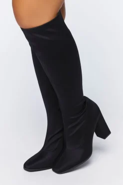 Knee-High Block Heel Boots (Wide)