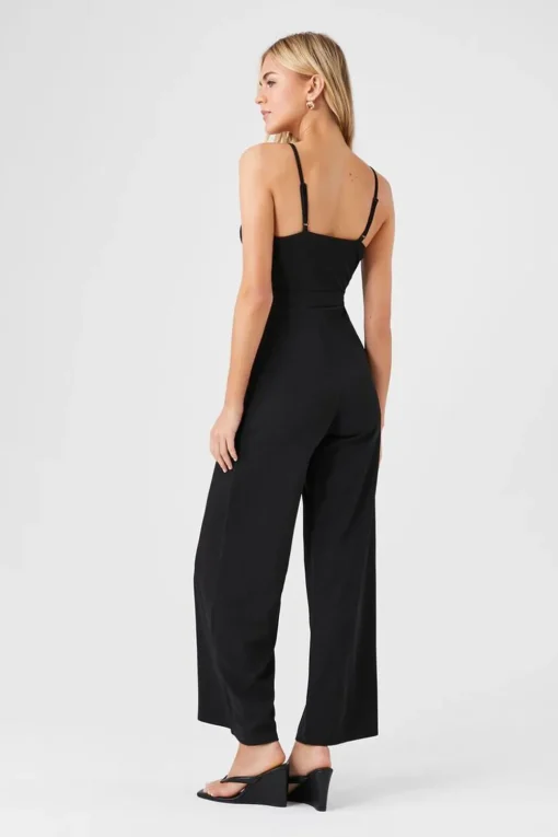 Lace & Mesh Wide-Leg Cami Jumpsuit