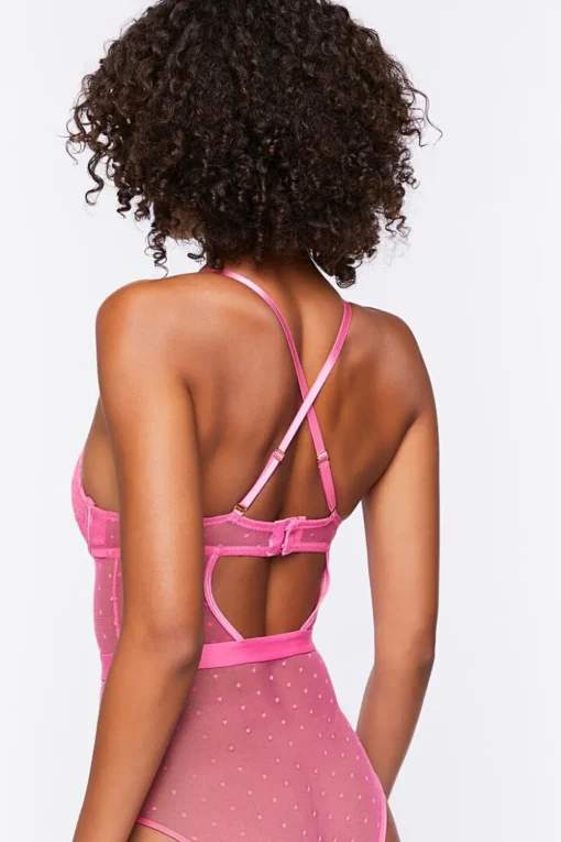 Lace Clip Dot Lingerie Bodysuit