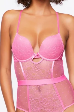 Lace Clip Dot Lingerie Bodysuit
