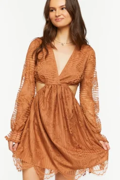 Lace Surplice Cutout Mini Dress