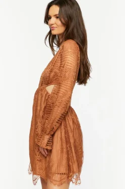 Lace Surplice Cutout Mini Dress