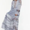 Lace Tiered Long-Sleeve Maxi Dress