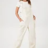 Lace Twill Straight-Leg Overalls