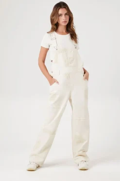 Lace Twill Straight-Leg Overalls