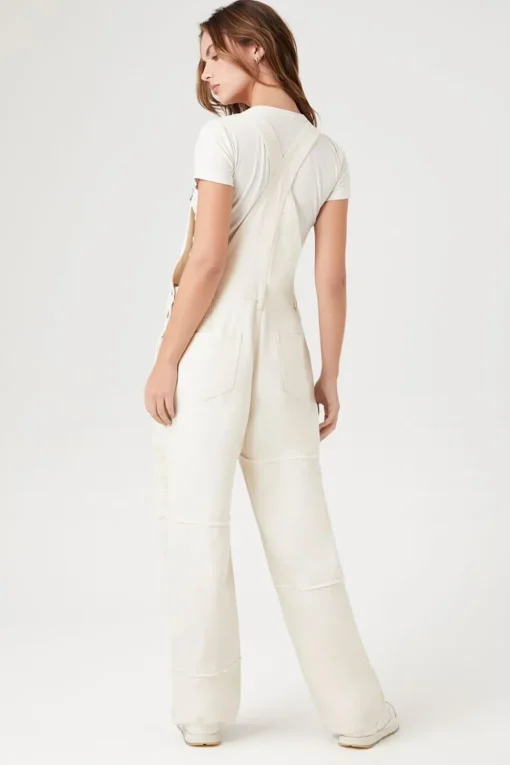 Lace Twill Straight-Leg Overalls