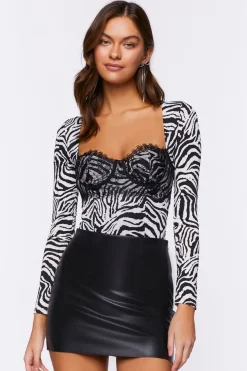 Lace Zebra Print Bodysuit