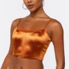 Lace-Trim Satin Cropped Cami