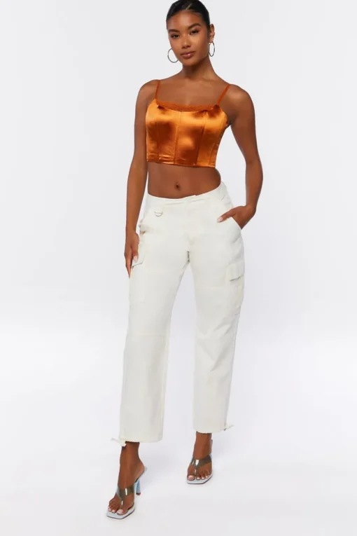Lace-Trim Satin Cropped Cami