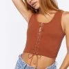 Lace-Up Cropped Tank Top