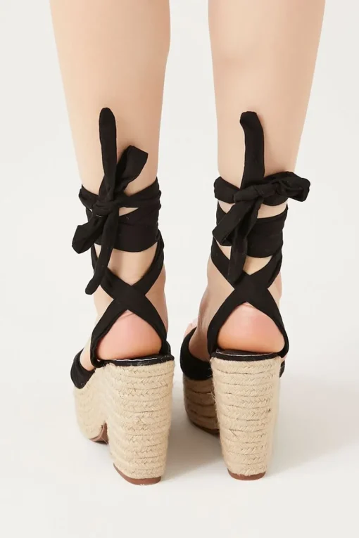 Lace-Up Espadrille Block Heels