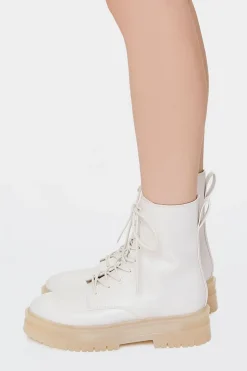 Lace-Up Faux Leather Booties
