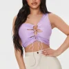 Lace-Up One-Shoulder Crop Top