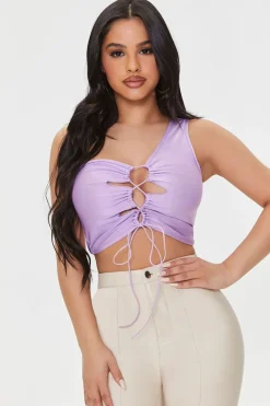 Lace-Up One-Shoulder Crop Top