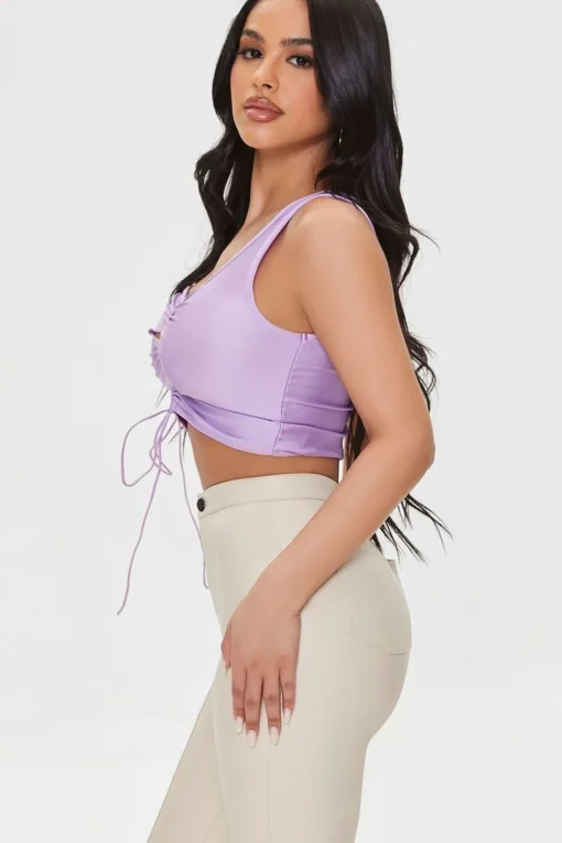 Lace-Up One-Shoulder Crop Top