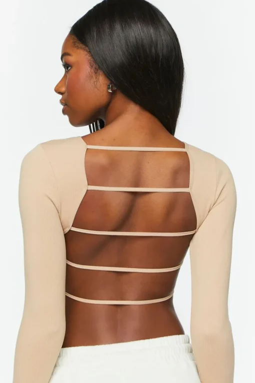 Ladder Cutout Long-Sleeve Crop Top