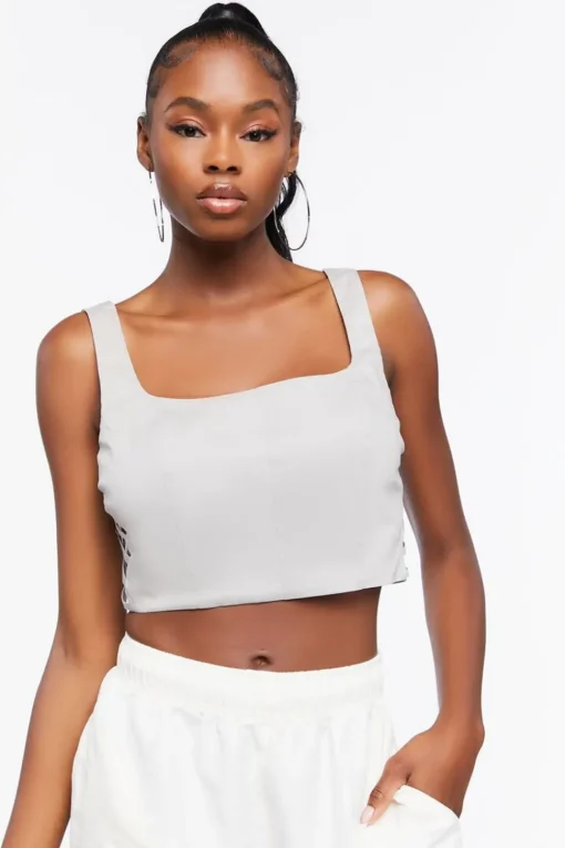 Lattice Cutout Cropped Tank Top