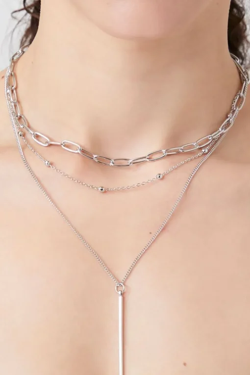 Layered Matchstick Pendant Necklace