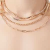 Layered Rhinestone Box Chain Necklace