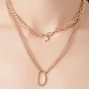 Layered Screw Lock Pendant Necklace