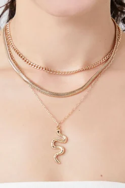 Layered Snake Pendant Necklace