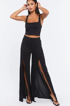 Leg-Slit Palazzo Pants