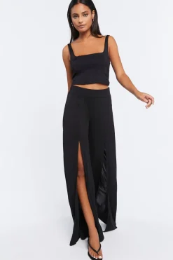 Leg-Slit Palazzo Pants