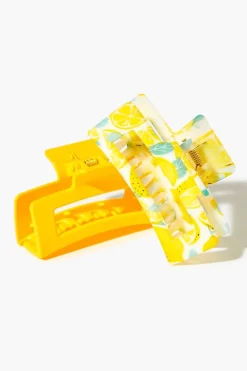 Lemon Print Hair Claw Clip Set