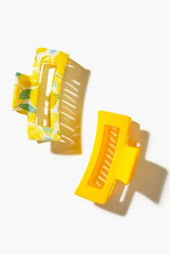 Lemon Print Hair Claw Clip Set