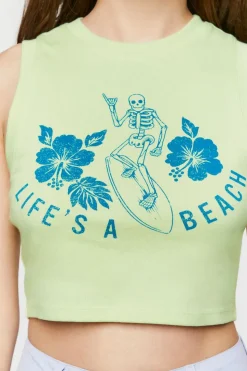 Lifes A Beach Cropped Tank Top