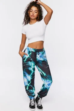 Lightning Print Drawstring Joggers