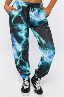 Lightning Print Drawstring Joggers